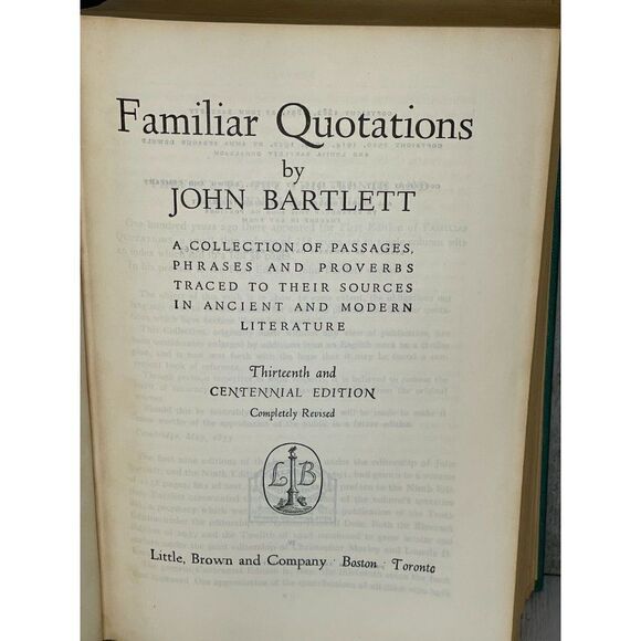 Familiar Quotations by John Bartlett Hardcover Book 1955 Thirteenth Centennial E - Picture 6 of 9